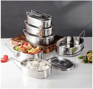 صندوق غداء شبكي مزدوج من الفولاذ المقاوم للصدأ